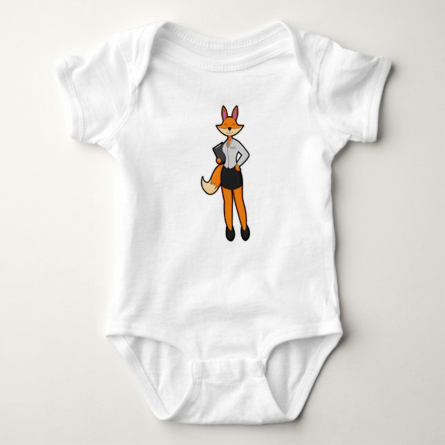Fox as Secretary with Notepad Baby Bodysuit (Front)