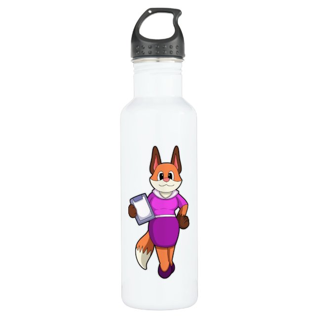 Fox as Secretary with Skirt 710 Ml Water Bottle (Front)