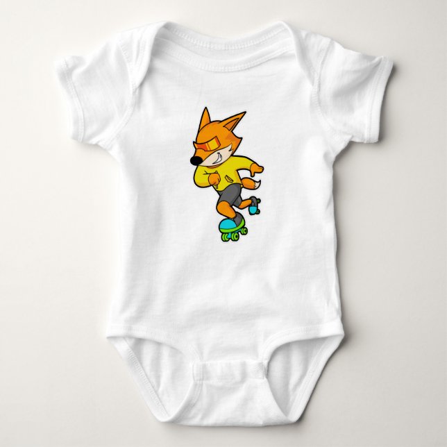 Fox as Skater with Roller skates Baby Bodysuit (Front)