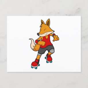 Fox as Skater with Roller skates Postcard