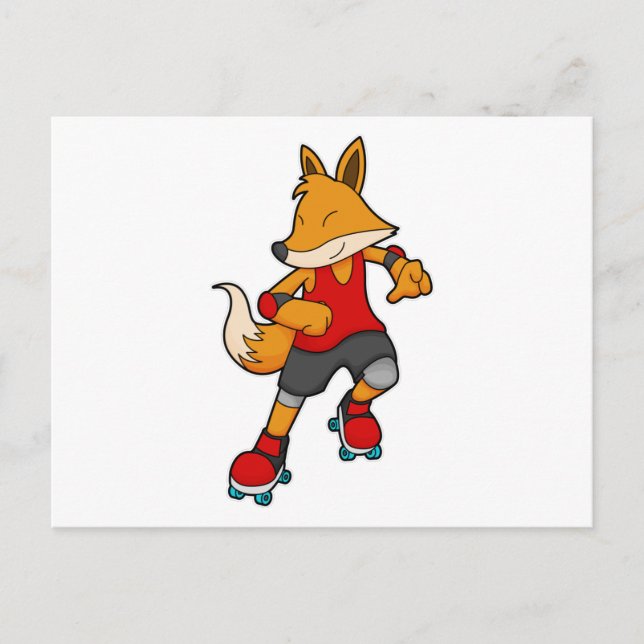 Fox as Skater with Roller skates Postcard (Front)
