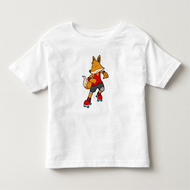 Fox as Skater with Roller skates Toddler T-Shirt (Front)