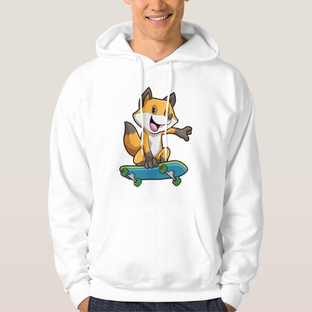 Fox as Skater with Skateboard Hoodie (Front)