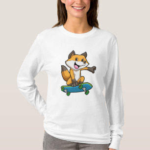 Fox as Skater with Skateboard T-Shirt