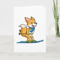 Fox as Skier with Ski & Ski poles