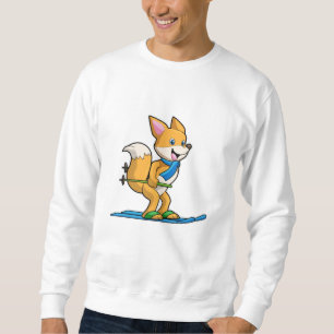 Fox as Skier with Ski & Ski poles Sweatshirt