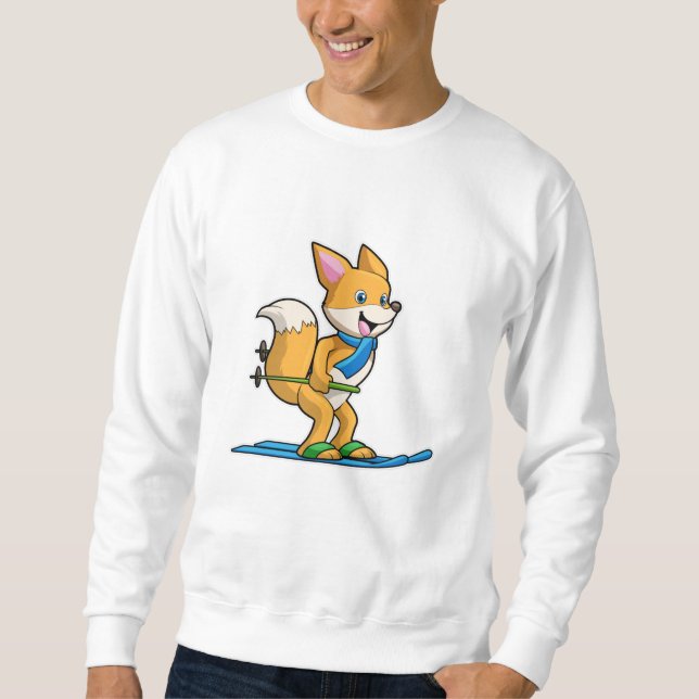 Fox as Skier with Ski & Ski poles Sweatshirt (Front)