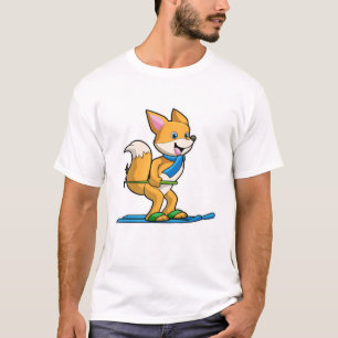 Fox as Skier with Ski & Ski poles T-Shirt