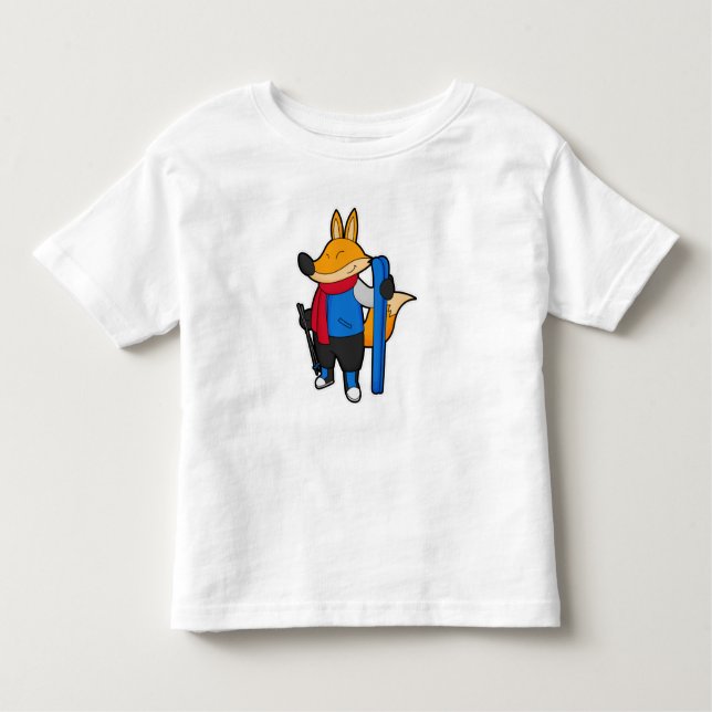 Fox as Skier with Ski Toddler T-Shirt (Front)