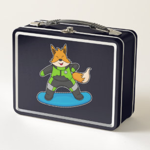 Fox as Snowboarder with Snowboard Metal Lunch Box