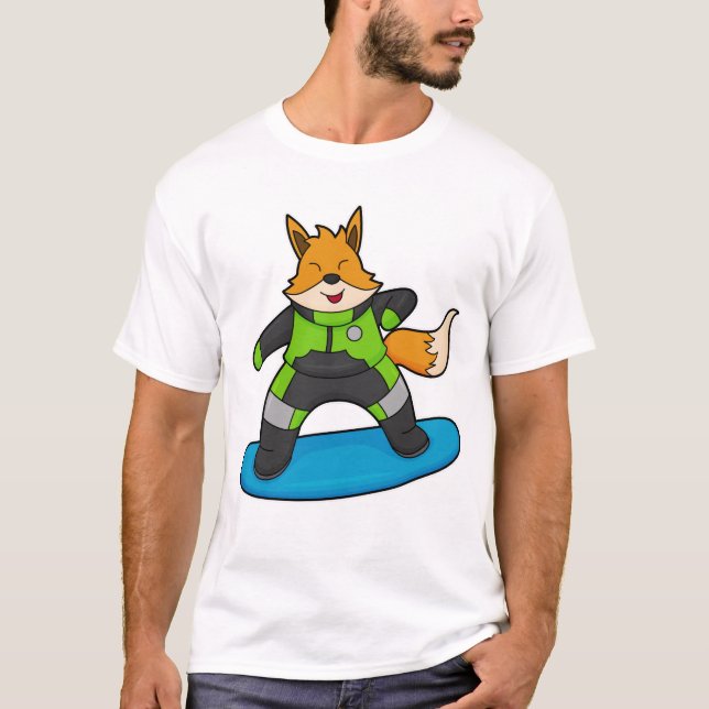 Fox as Snowboarder with Snowboard T-Shirt (Front)