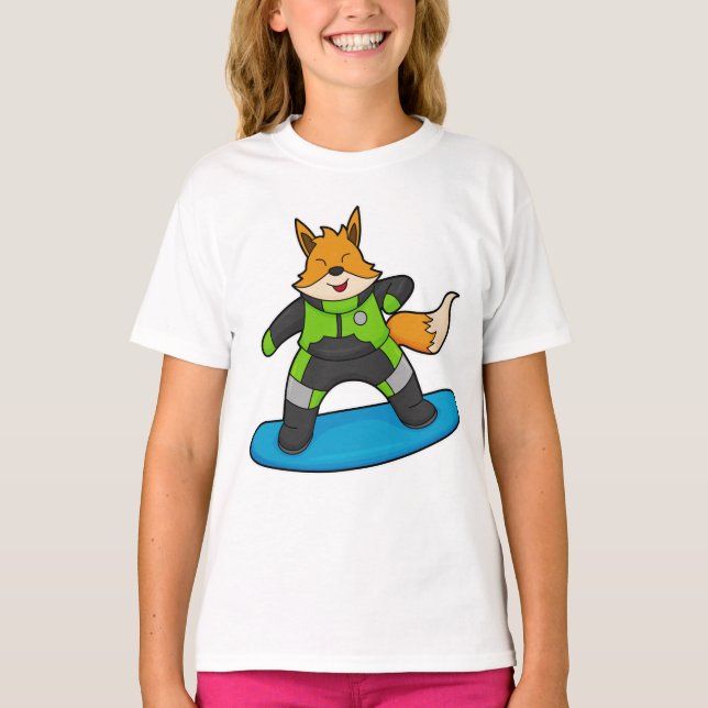 Fox as Snowboarder with Snowboard T-Shirt (Front)