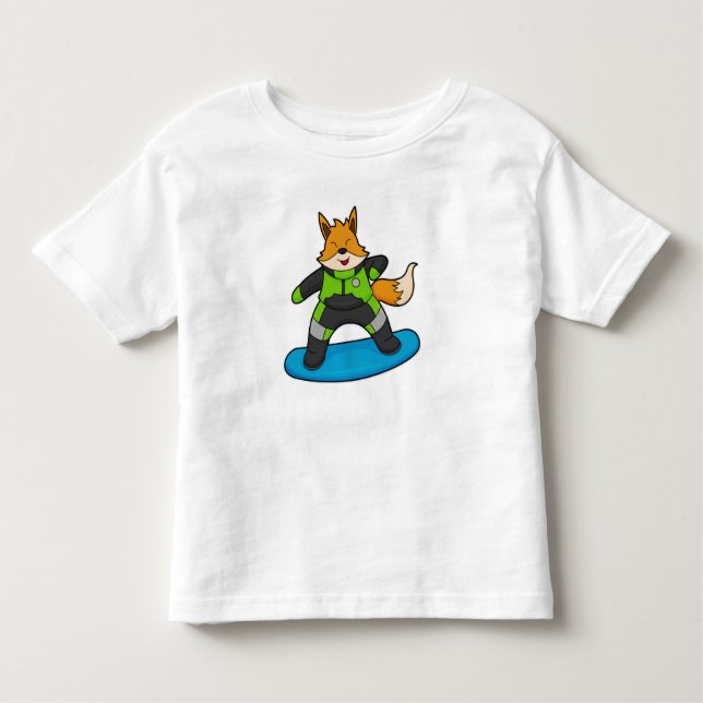 Fox as Snowboarder with Snowboard Toddler T-Shirt (Front)