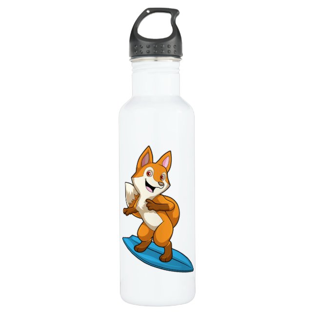 Fox as Surfer with Surfboard 710 Ml Water Bottle (Front)