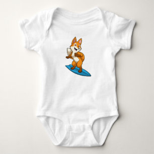 Fox as Surfer with Surfboard Baby Bodysuit