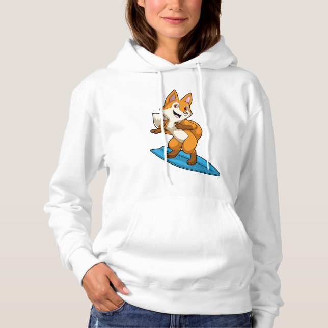 Fox as Surfer with Surfboard Hoodie (Front)