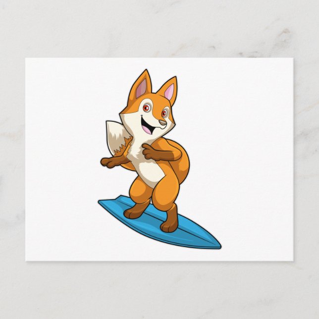 Fox as Surfer with Surfboard Postcard (Front)