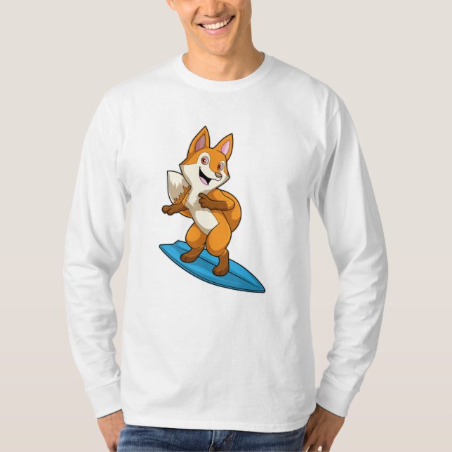 Fox as Surfer with Surfboard T-Shirt (Front)