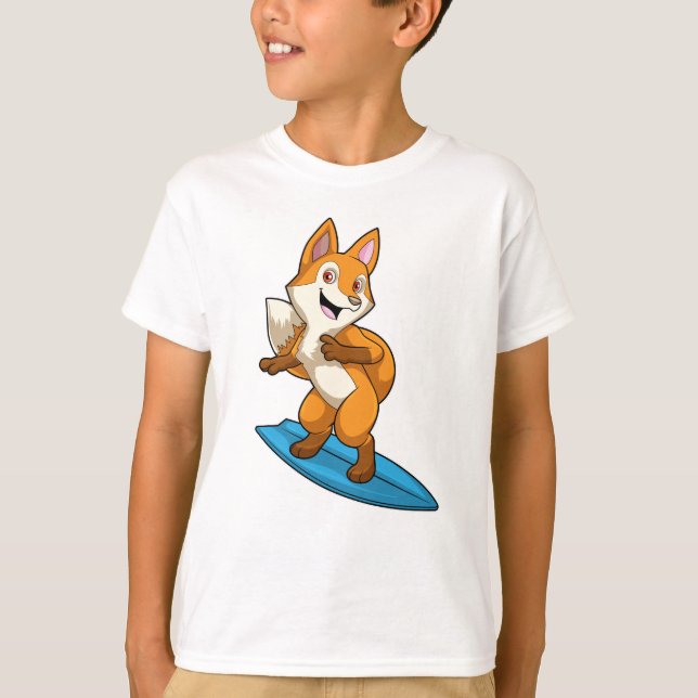 Fox as Surfer with Surfboard T-Shirt (Front)