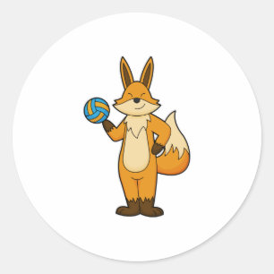 Fox as Volleyball player with Volleyball Classic Round Sticker