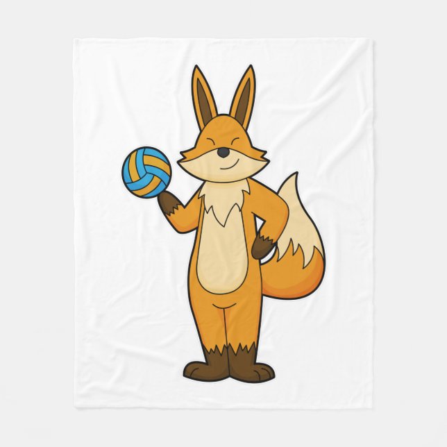 Fox as Volleyball player with Volleyball Fleece Blanket (Front)