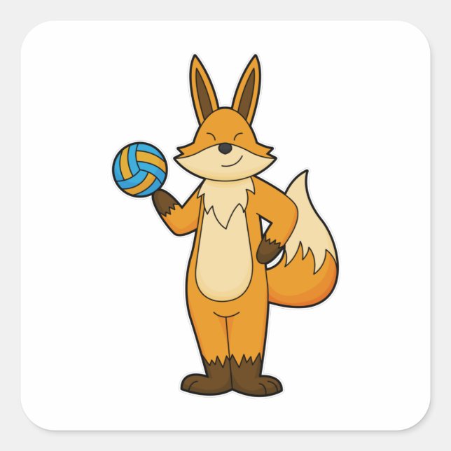Fox as Volleyball player with Volleyball Square Sticker (Front)