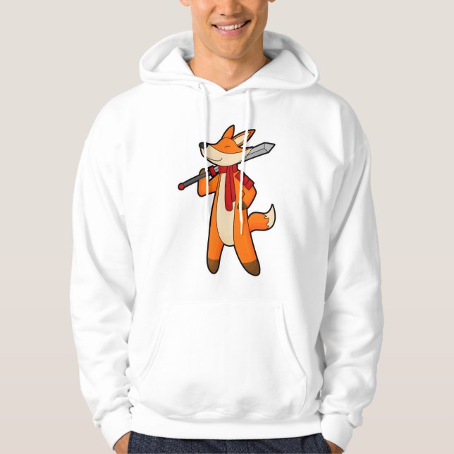 Fox as Warrior with Sword & Scarf Hoodie (Front)
