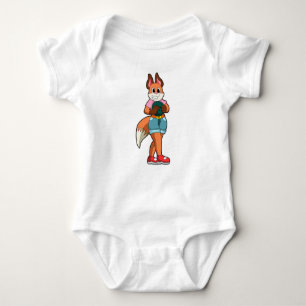 Fox at Bowling with Bowling ball Baby Bodysuit