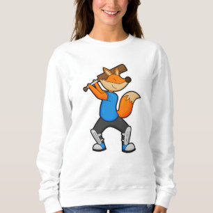 Fox at Cricket with Cricket bat Sweatshirt
