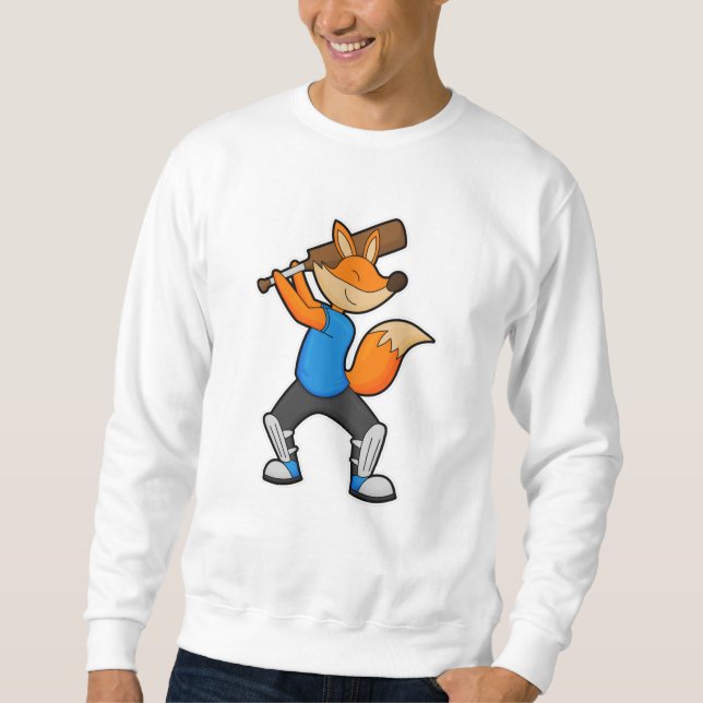 Fox at Cricket with Cricket bat Sweatshirt (Front)