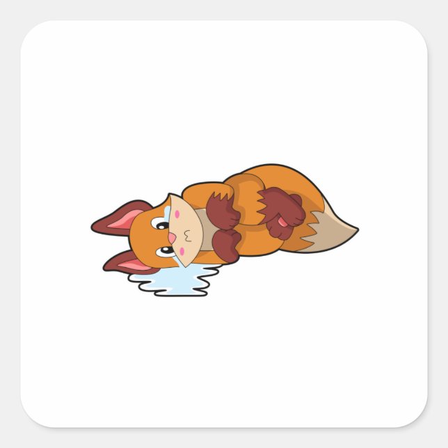 Fox at Crying Square Sticker (Front)
