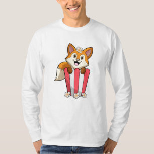 Fox at Eating with Popcorn T-Shirt