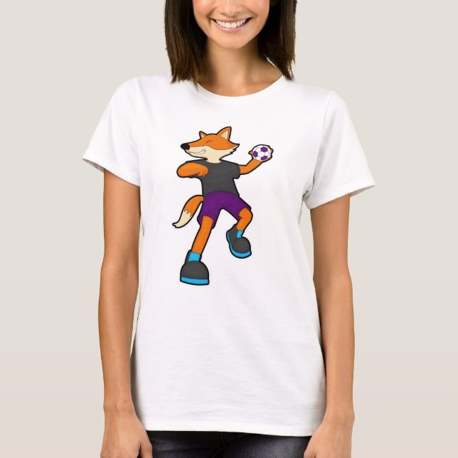 Fox at Handball player with Handball T-Shirt (Front)