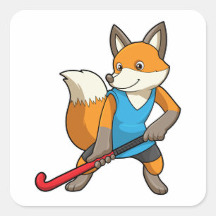 Fox at Hockey with Hockey bat Square Sticker