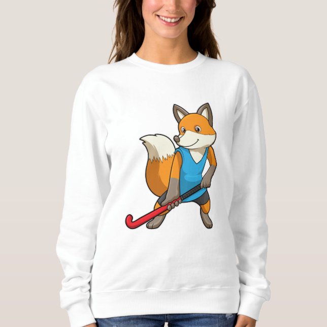 Fox at Hockey with Hockey bat Sweatshirt (Front)