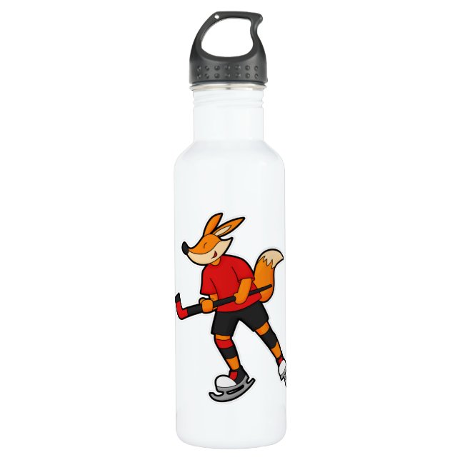 Fox at Hockey with Hockey stick 710 Ml Water Bottle (Front)