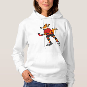 Fox at Hockey with Hockey stick Hoodie