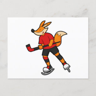 Fox at Hockey with Hockey stick Postcard