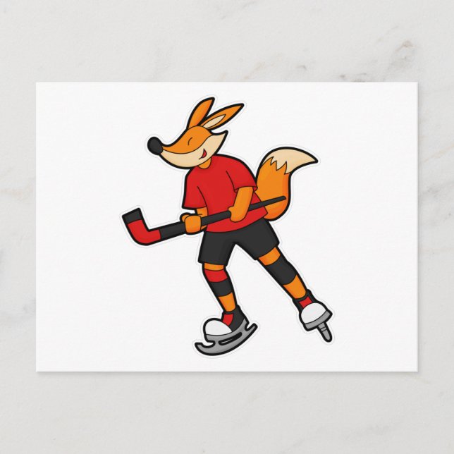 Fox at Hockey with Hockey stick Postcard (Front)