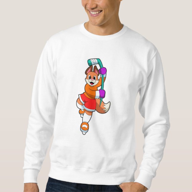 Fox at Ice hockey with Ice hockey stick Sweatshirt (Front)