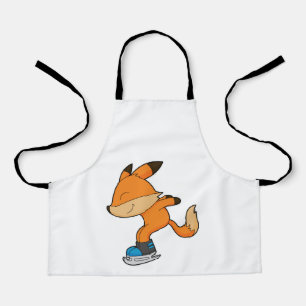 Fox at Ice skating with Ice skates Apron