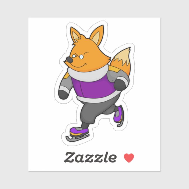 Fox at Ice skating with Ice skates & Glasses (Sheet)