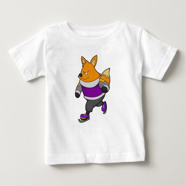 Fox at Ice skating with Ice skates & Glasses Baby T-Shirt (Front)