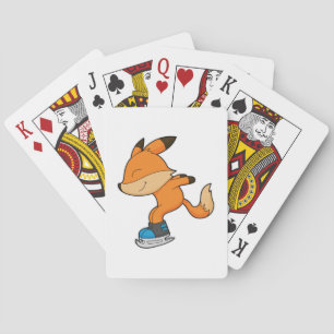 Fox at Ice skating with Ice skates Playing Cards