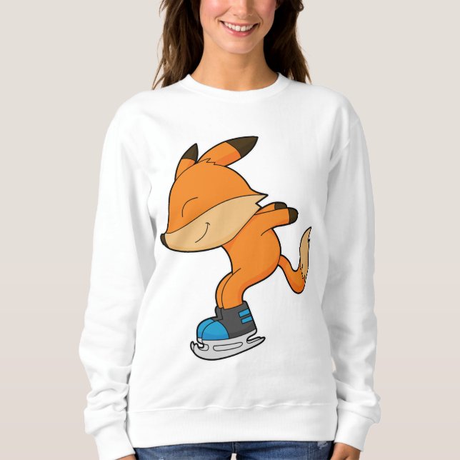 Fox at Ice skating with Ice skates Sweatshirt (Front)