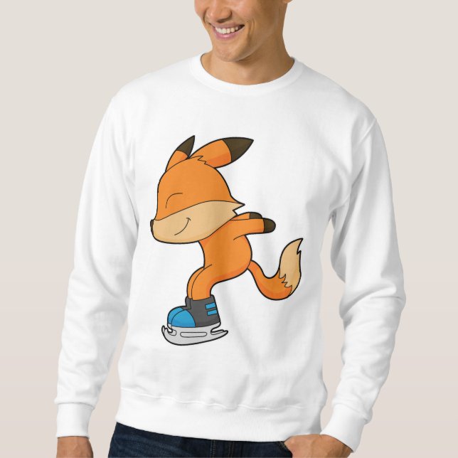 Fox at Ice skating with Ice skates Sweatshirt (Front)