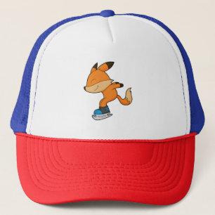 Fox at Ice skating with Ice skates Trucker Hat
