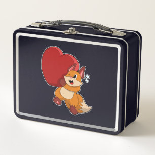 Fox at Love with Heart Metal Lunch Box