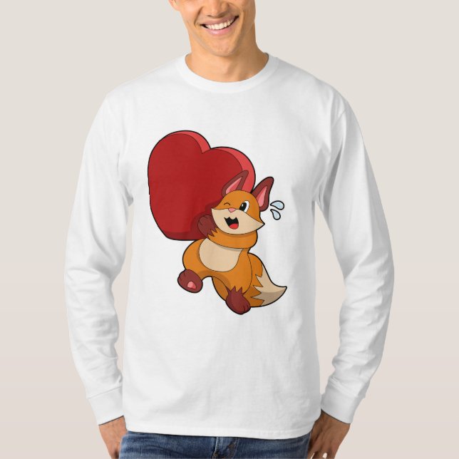 Fox at Love with Heart T-Shirt (Front)