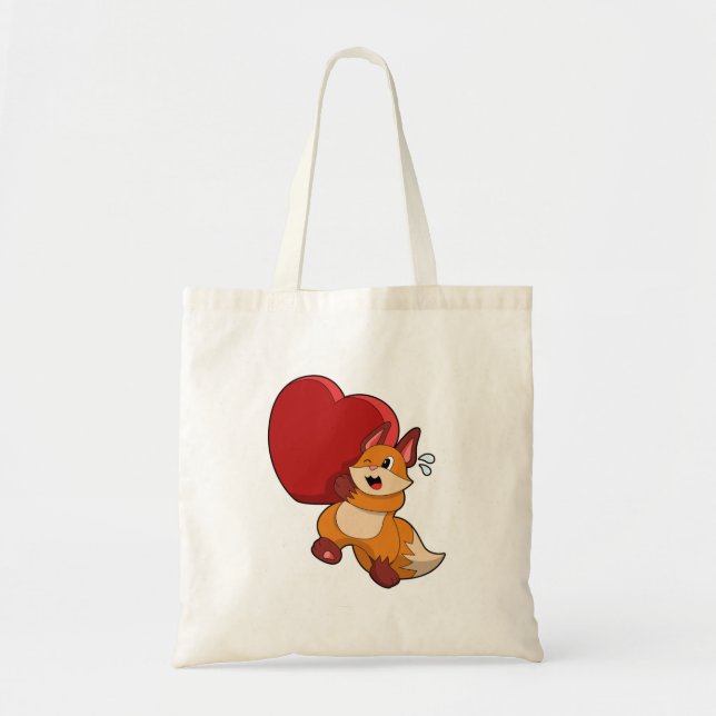 Fox at Love with Heart Tote Bag (Front)